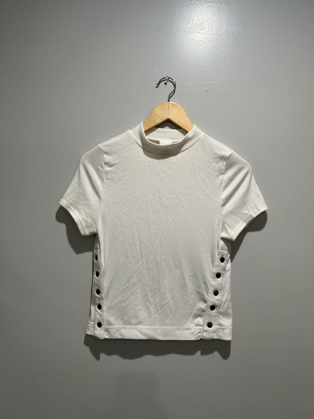 We The Free Cream Short-Sleeve Top with Side Button Accents